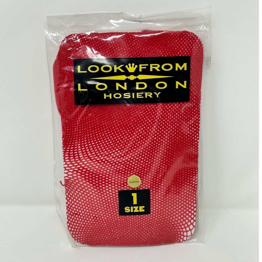 Look From London Red Fishnet Footless Tights Leggings One Size Made in USA